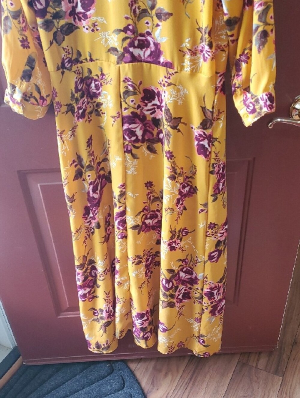 Time and Tru Mustard Yellow Floral Maxi Dress - Picture 9 of 10